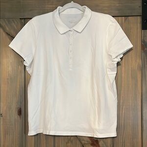 St. John's Bay White Button Down Polo Shirt Size PXL